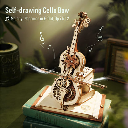 Magic Cello Mechanical Music Box | Stem Funny Creative Toys For Child | 3D Wooden Puzzle