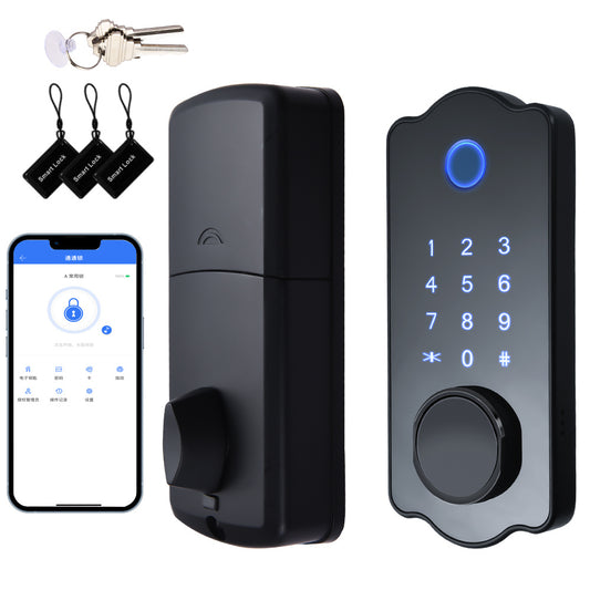 Smart Door Lock | Water Resistant Auto Lock | 5 in 1 for TTlock App IC Card 150 Codes Electronic Fingerprint Lock