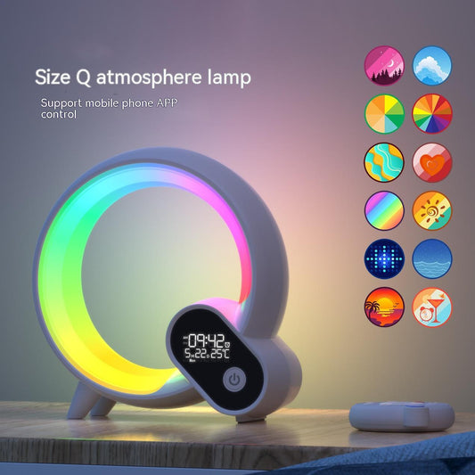 Creative Q Light Digital Display | Alarm Clock Bluetooth Audio Intelligent Wake-up Q Colorful Atmosphere Light